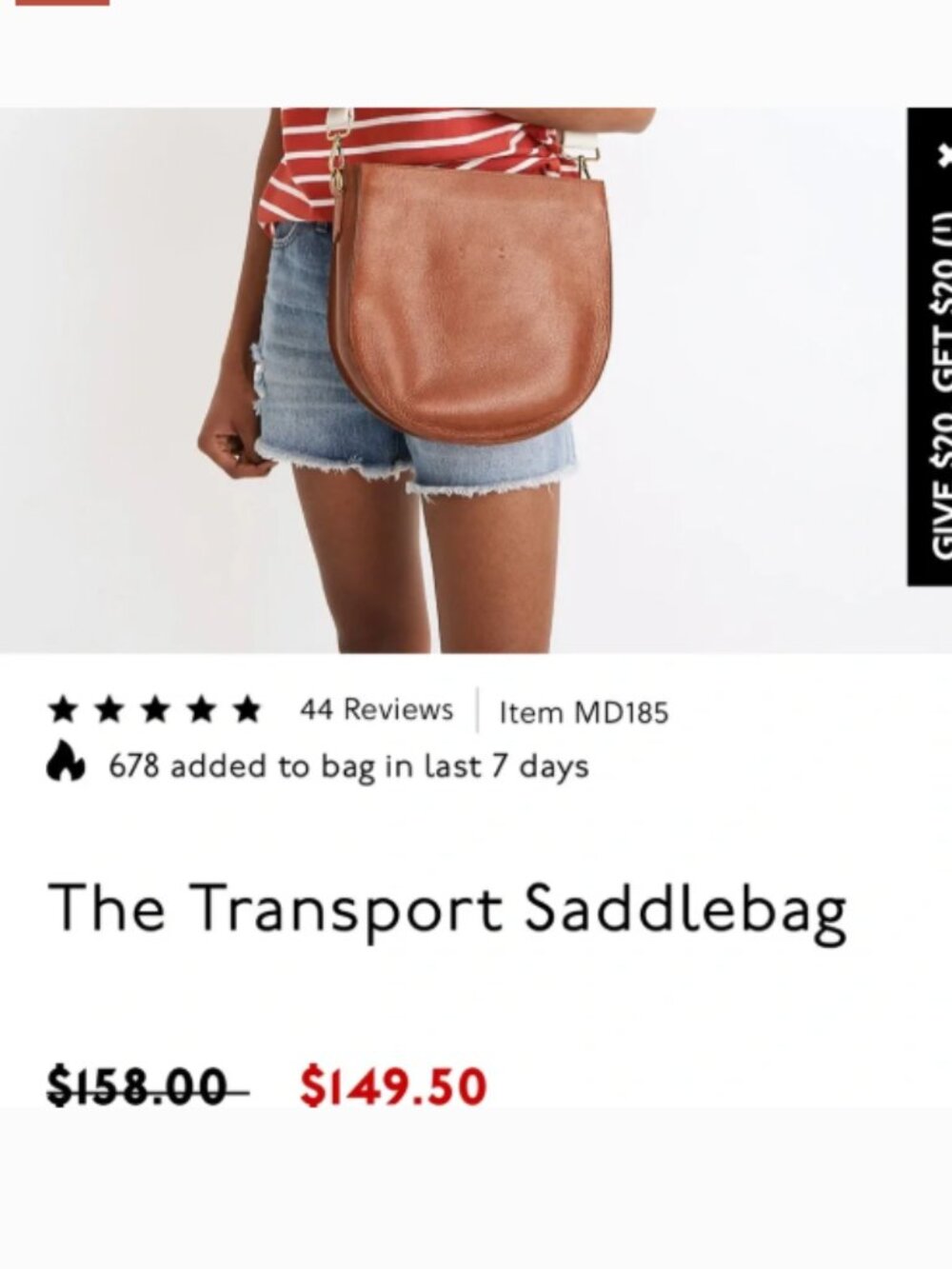 Madewell Transport Saddle Bag brown beige tan white strap leather - Picture 4 of 12